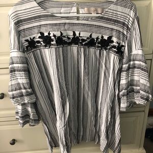 LOFT Embellished Top with Layered Bell Sleeve